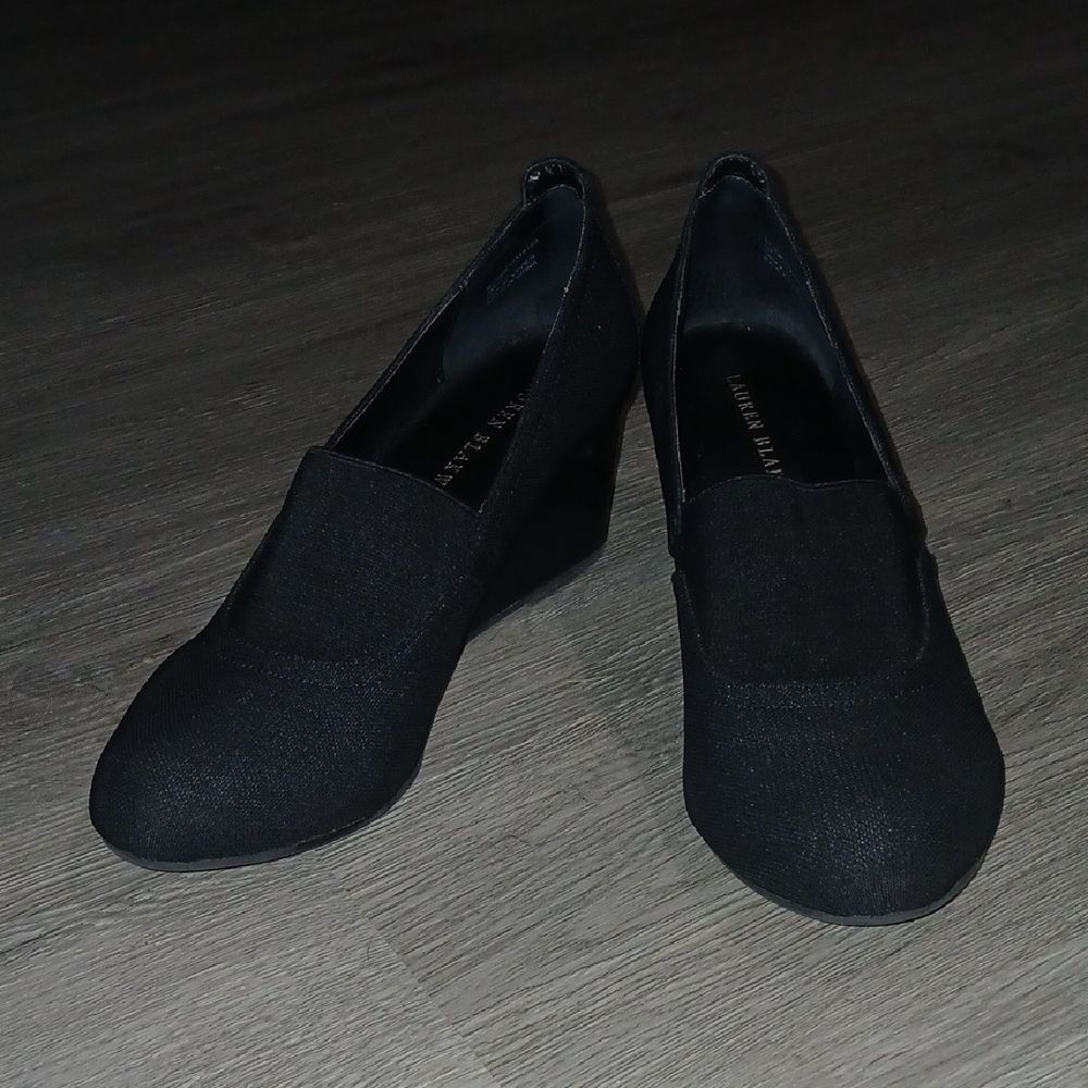 Lauren Blakwell Black Wedge Shoes Sz 9  EUC